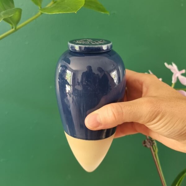 Olla à planter en céramique fait à la main coloris bleu profond de la marque Catnopée