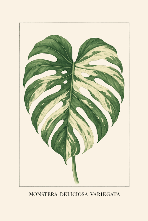 Poster Monstera Variegata Design et épuré